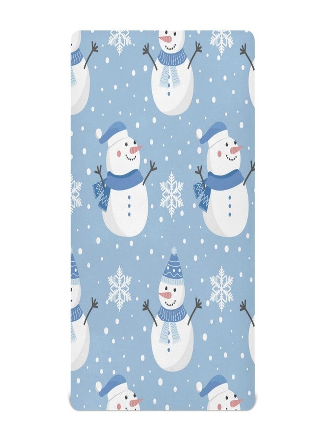 Kigai Christmas Snowman Snowflakes Crib Sheets for Boys Girls Soft Breathable Mini Crib Sheets for Baby 52" x 28" - Image 1